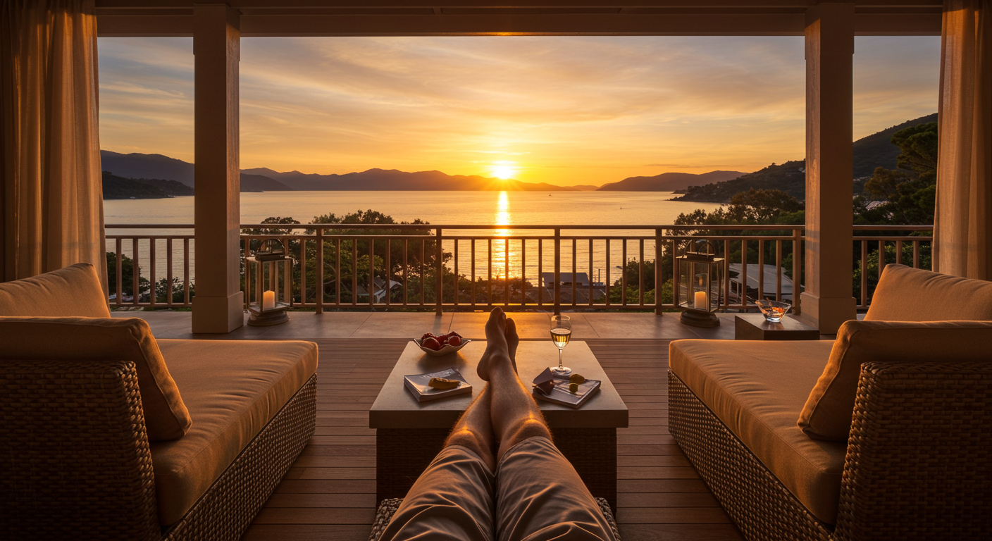 A luxurious resort with a swimming pool